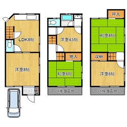 瓜破東２丁目貸家の物件間取画像